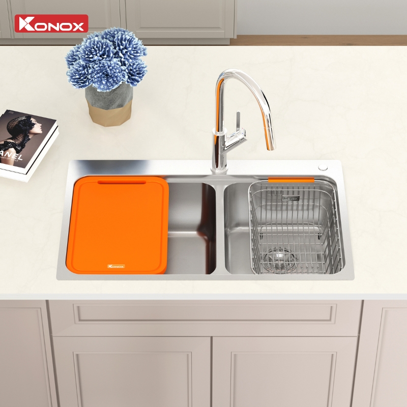 Chậu rửa bát 2 hố lệch R50 Konox Tari 8251TD 3 Chậu rửa bát 2 hố lệch R50 Konox Tari 8251TD