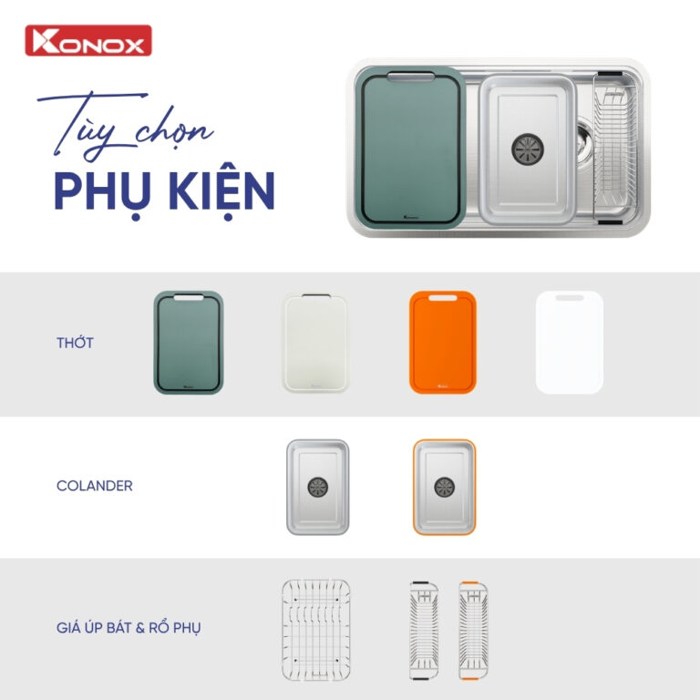 Chậu rửa bát chống xước Konox Tari Smart 8047PP 3 Chậu rửa bát chống xước Konox Tari Smart 8047PP