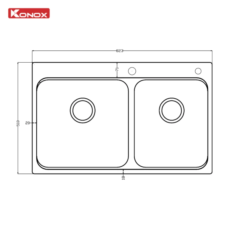 Chậu rửa bát 2 hố lệch R50 Konox Tari 8251TD 1 Chậu rửa bát 2 hố lệch R50 Konox Tari 8251TD