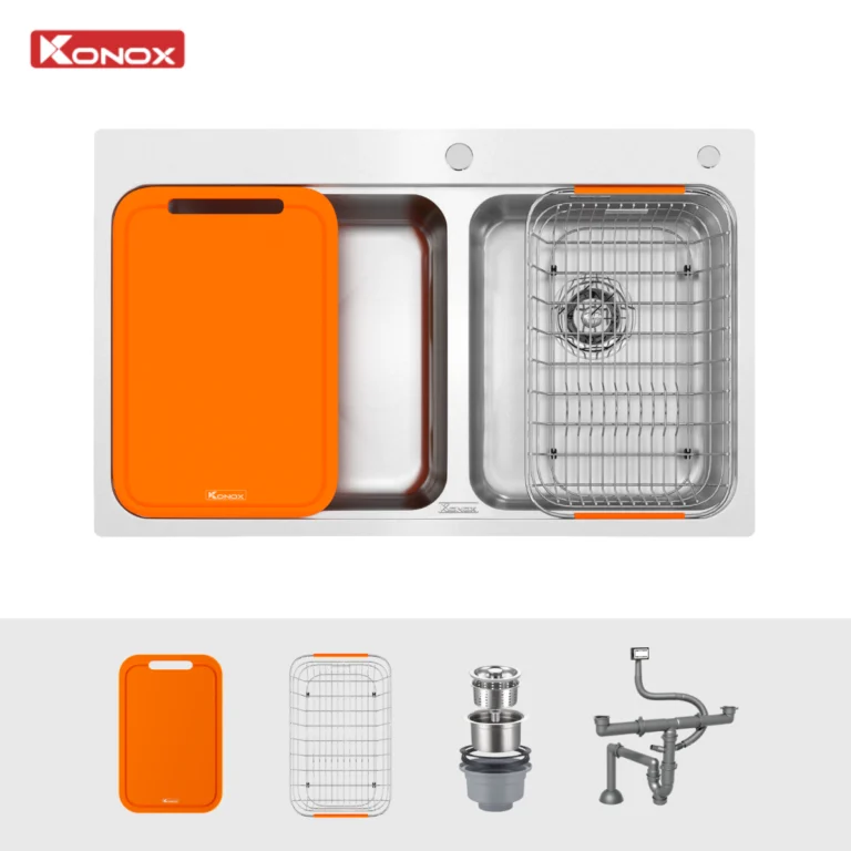 Chậu rửa bát 2 hố lệch R50 Konox Tari 8251TD 2 Chậu rửa bát 2 hố lệch R50 Konox Tari 8251TD