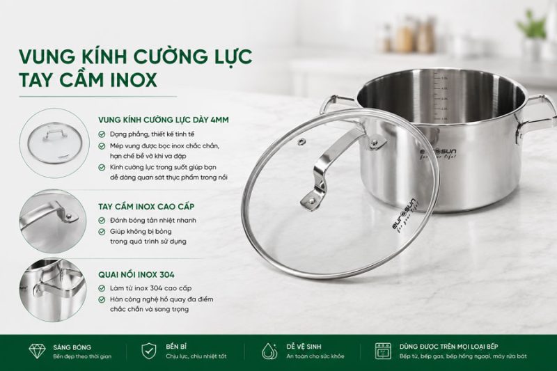 BỘ NỒI INOX 8 MÓN EUROSUN EU1702 HARMONY 19 BỘ NỒI INOX 8 MÓN EUROSUN EU1702 HARMONY
