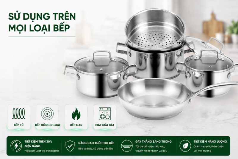 BỘ NỒI INOX 8 MÓN EUROSUN EU1702 HARMONY 4 BỘ NỒI INOX 8 MÓN EUROSUN EU1702 HARMONY