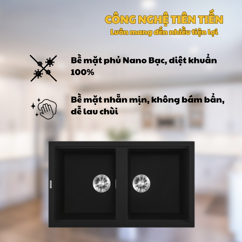 CHẬU RỬA CHÉN ĐÁ GRANITE MALLOCA BLACK K45086 13 CHẬU RỬA CHÉN ĐÁ GRANITE MALLOCA BLACK K45086
